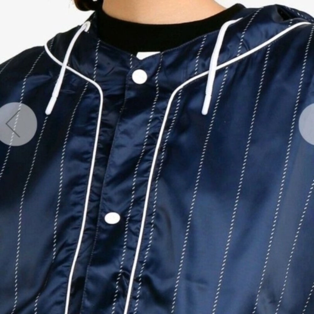 IVY PARK Baseball Pinstripe Hoodie Bomber Jacket L - Picture 6 of 16